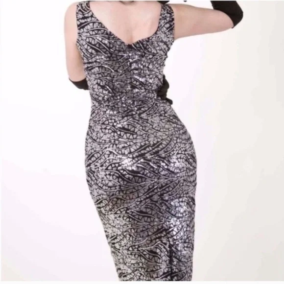 Tatyana Silver Sequin Pin-Up Midi Dress - Picture 2 of 7